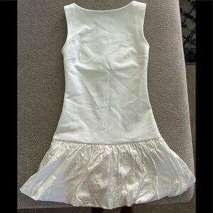 Miaou White Sleeveless Mini Dress with Ruffled Hem